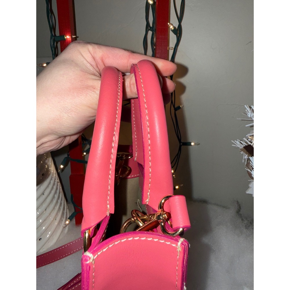 Anna Paola Pink Mini Top Handle Crossbody Bag Gold Hardware Adjustable Strap - Picture 4 of 12